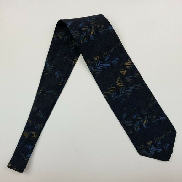 Geoffrey Beene Blue Abstract Silk Tie‎ 56 3 5/8 - Picture 6 of 6